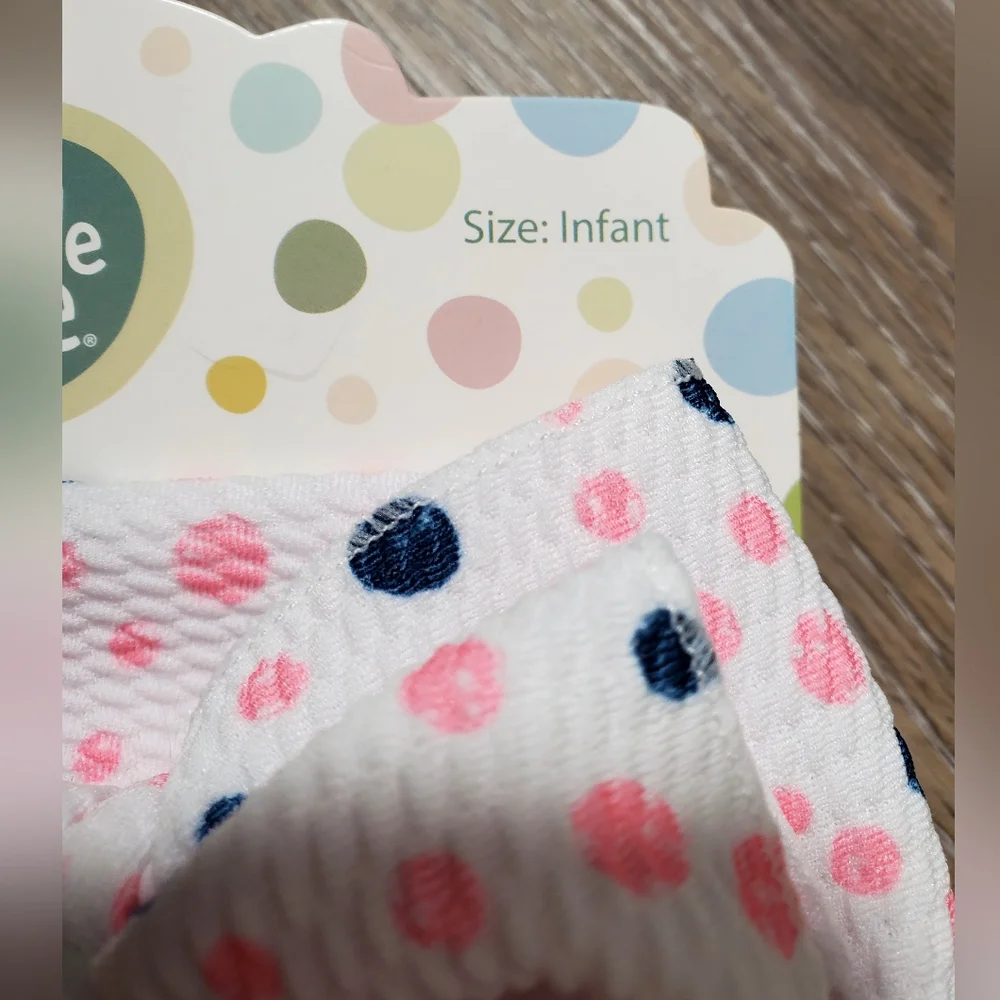 Little Me Pink Polka Dot Infant Bootie and Headband Set